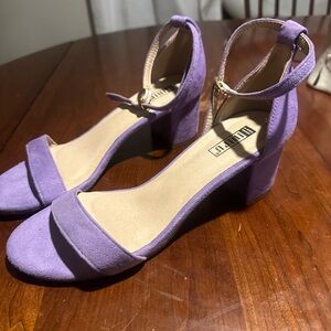 Purple Suede Block Heel Sandals
